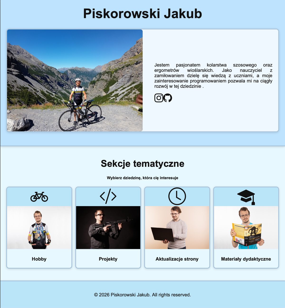 Strona główna w jasnoniebieskim motywie